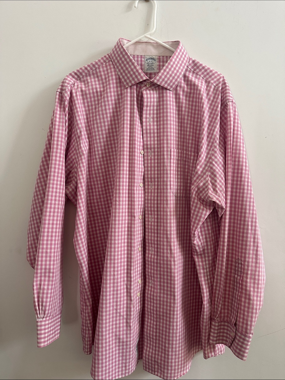 Brooks Brothers Pink and White Gingham Button-Down Shirt